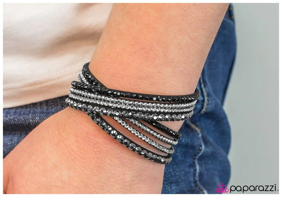 Paparazzi Bracelet ~ Wrapped Around Her Finger - Black