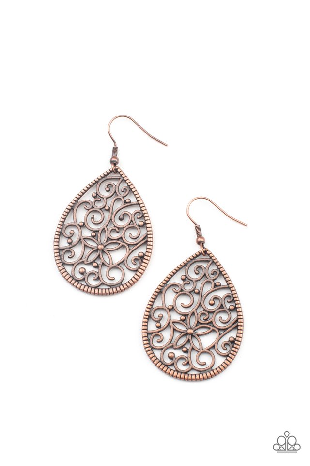 Tour de Garden - Copper - Paparazzi Earring Image