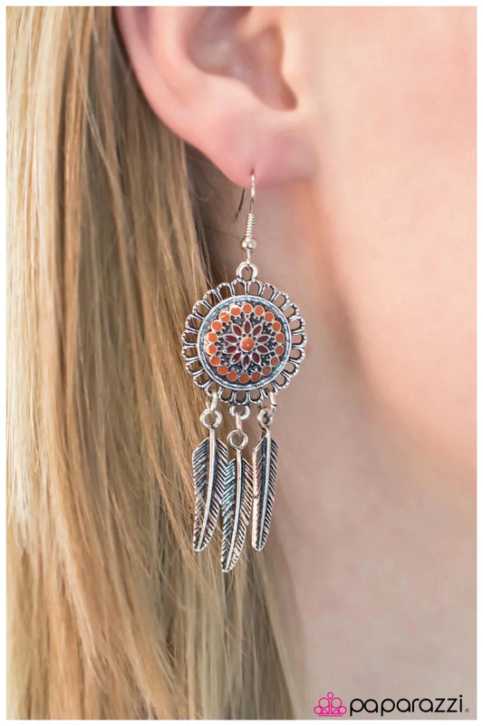 Paparazzi Earring ~ Not All Who Wander  - Orange