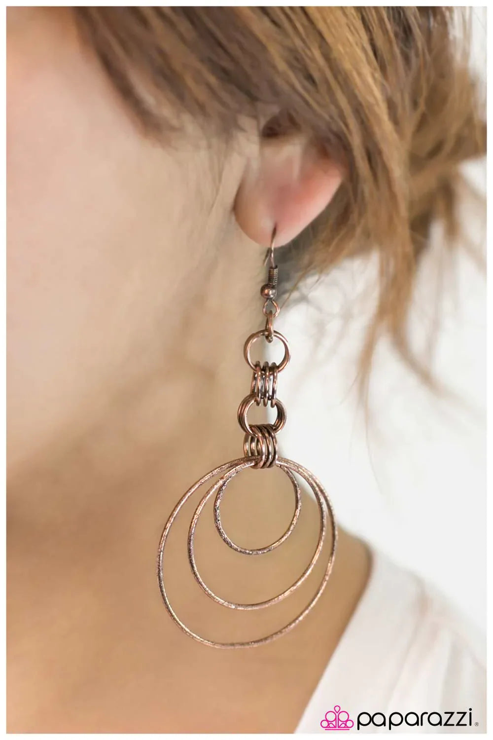 Paparazzi Earring ~ Solar Eclipse - Copper