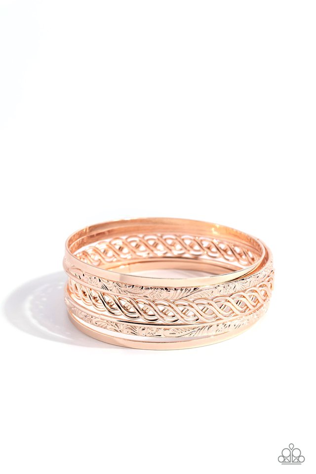 ​Stockpiled Shimmer - Rose Gold - Paparazzi Bracelet Image