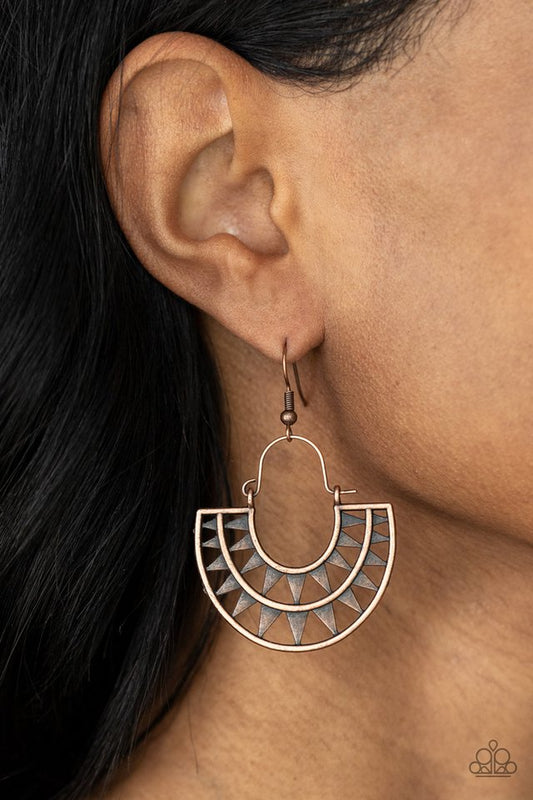 Solar Surge - Copper - Paparazzi Earring Image