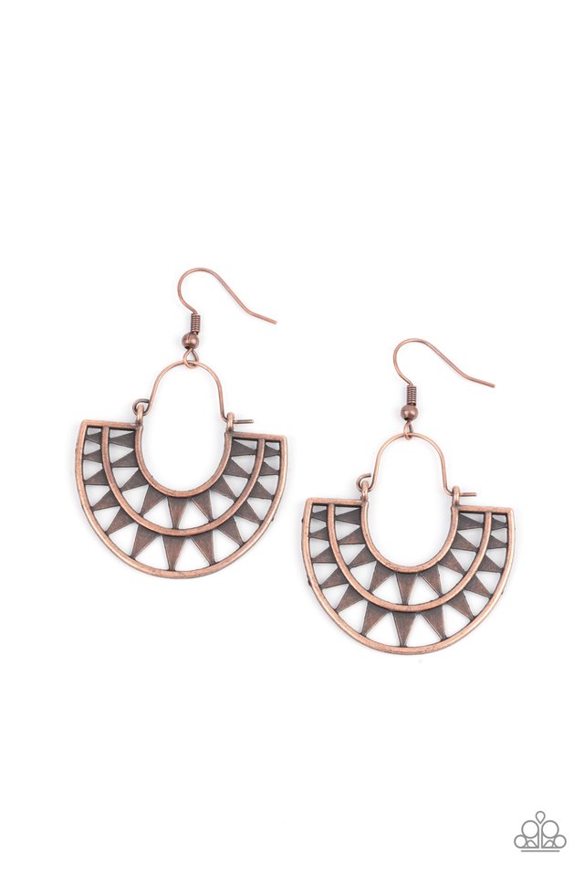 Solar Surge - Copper - Paparazzi Earring Image