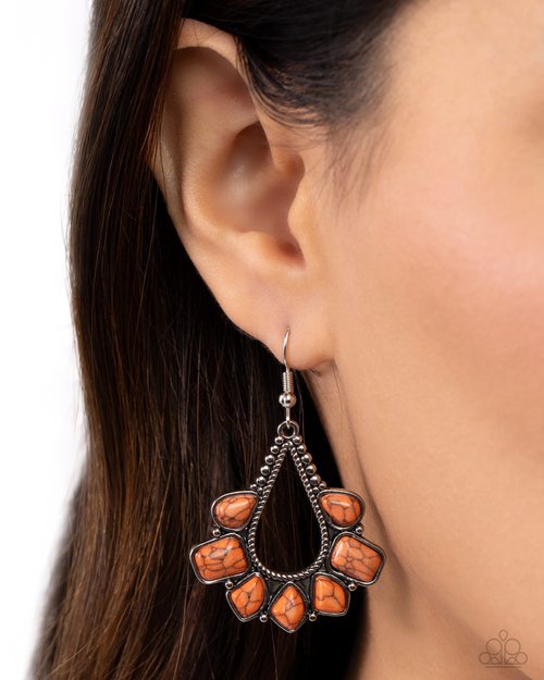 ​Mesa Trek - Orange - Paparazzi Earring Image