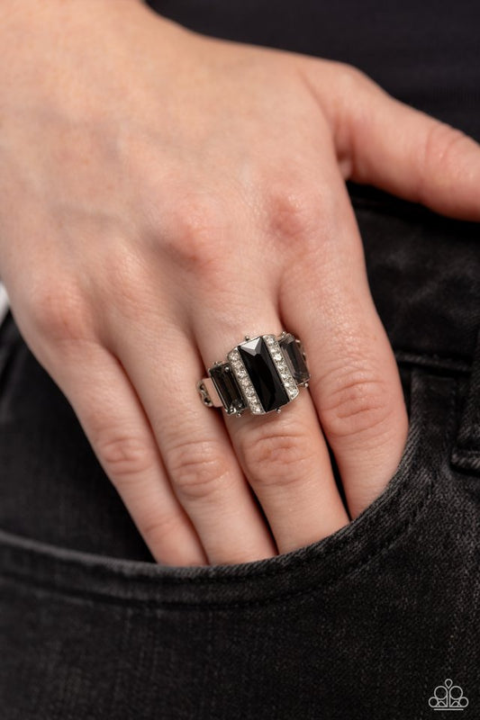 ​A GLITZY Verdict - Black - Paparazzi Ring Image