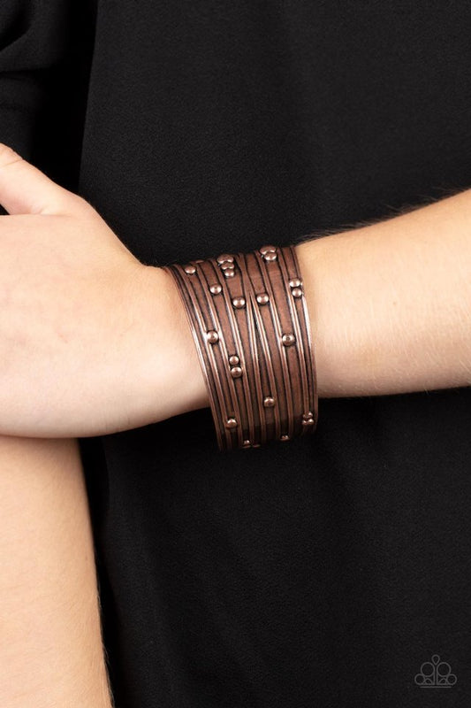 Mechanical Motif - Copper - Paparazzi Bracelet Image