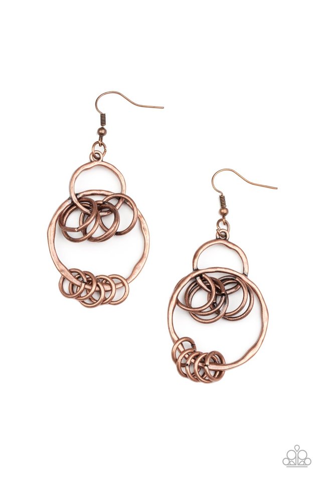 Rebel Ringer - Copper - Paparazzi Earring Image