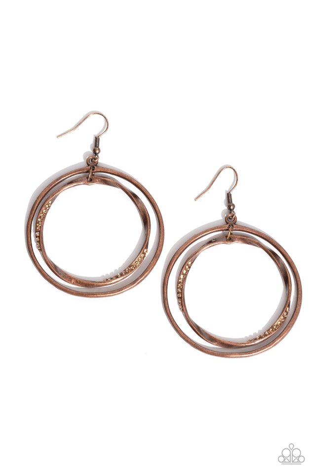 ​Rebel Rotation - Copper - Paparazzi Earring Image