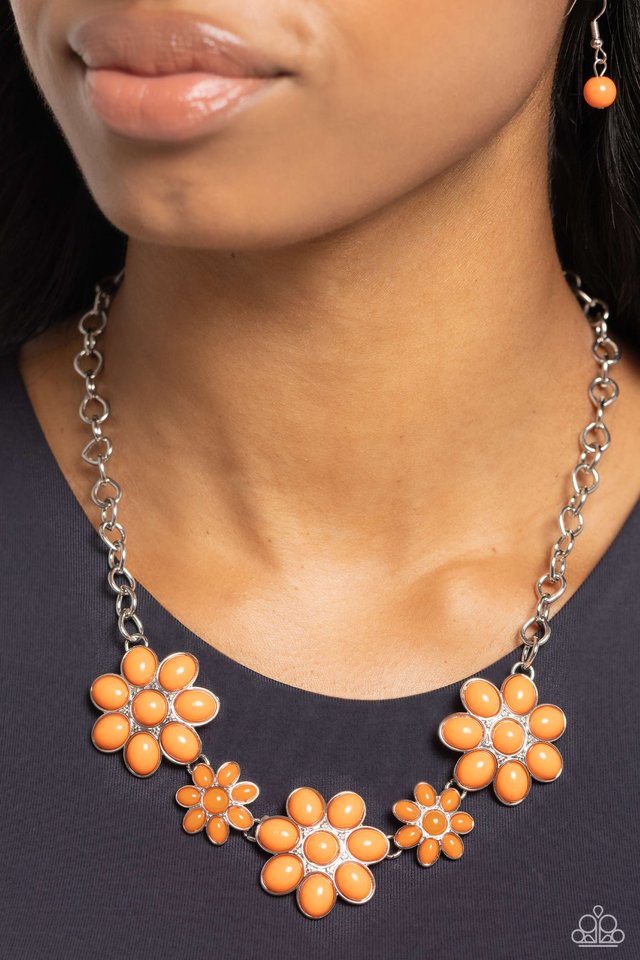 Flamboyantly Flowering - Orange - Paparazzi Necklace Image