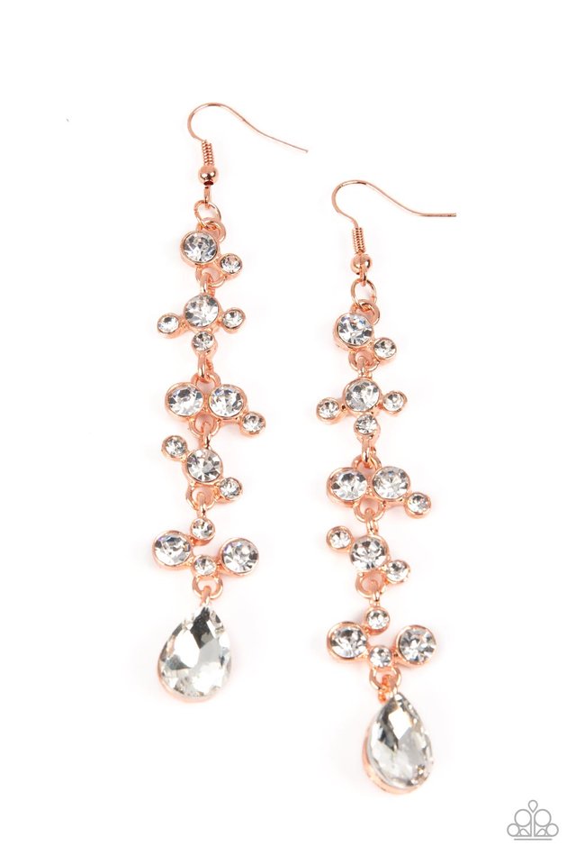 Wedding Day Dazzle - Copper - Paparazzi Earring Image