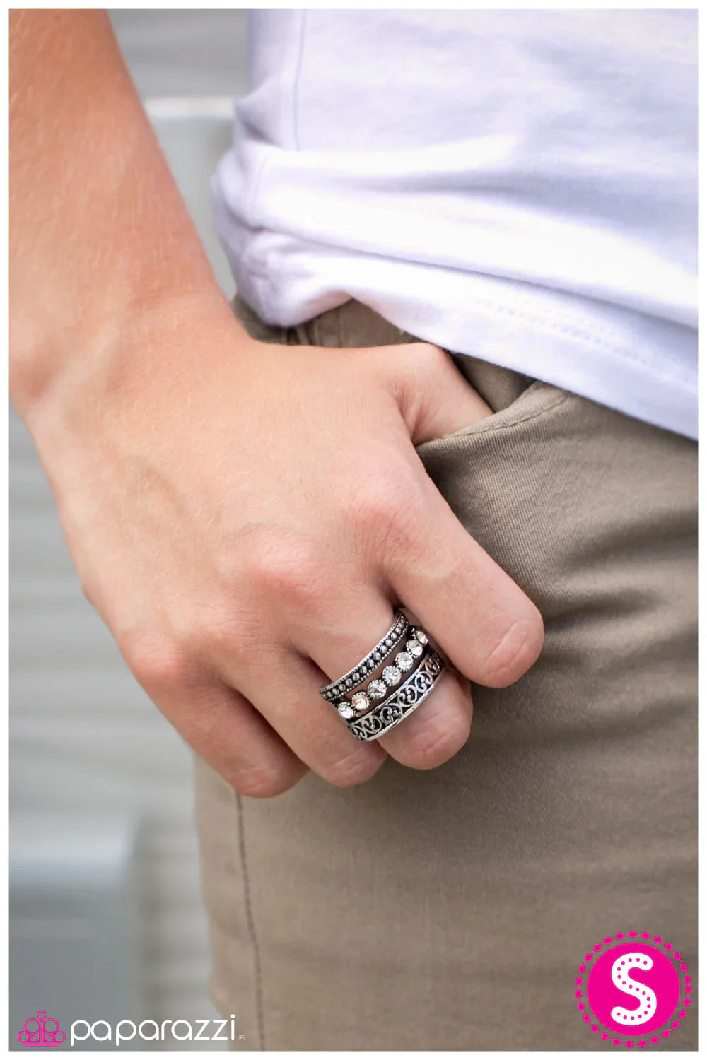 Paparazzi Ring ~ Triple Crown  - White