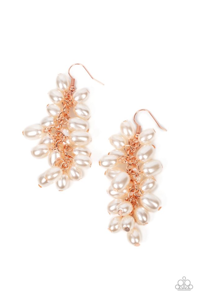 Pearl Posse - Copper - Paparazzi Earring Image