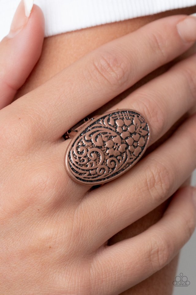 Floral Fortress - Copper - Paparazzi Ring Image