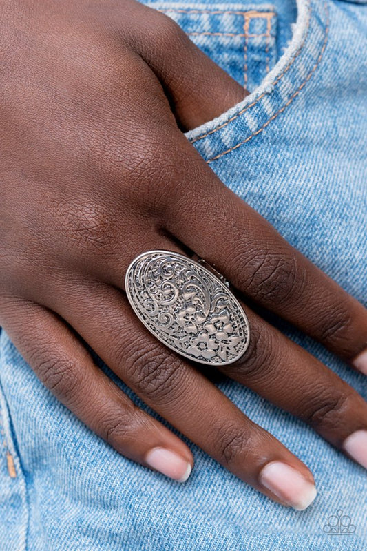 Floral Fortress - Silver - Paparazzi Ring Image