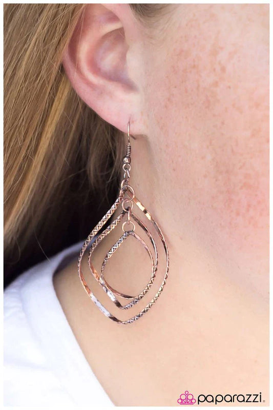 Paparazzi Earring ~ Go Down in Flames - Copper