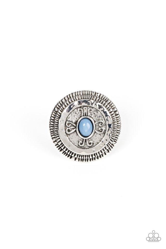 All Things Must COMPASS - Blue - Paparazzi Ring Image