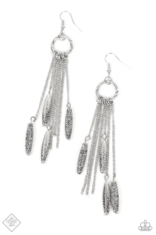 Paparazzi Earring ~ Thrifty Tassel - Silver