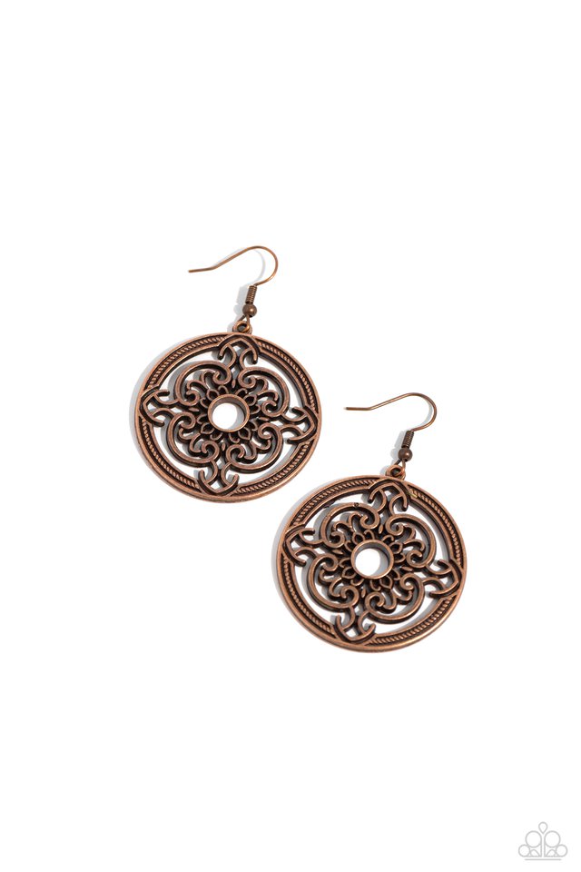 Mandala Meditation - Copper - Paparazzi Earring Image