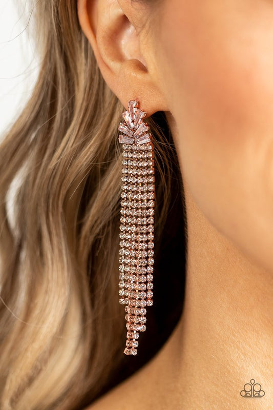 Overnight Sensation - Copper - Paparazzi Earring Image