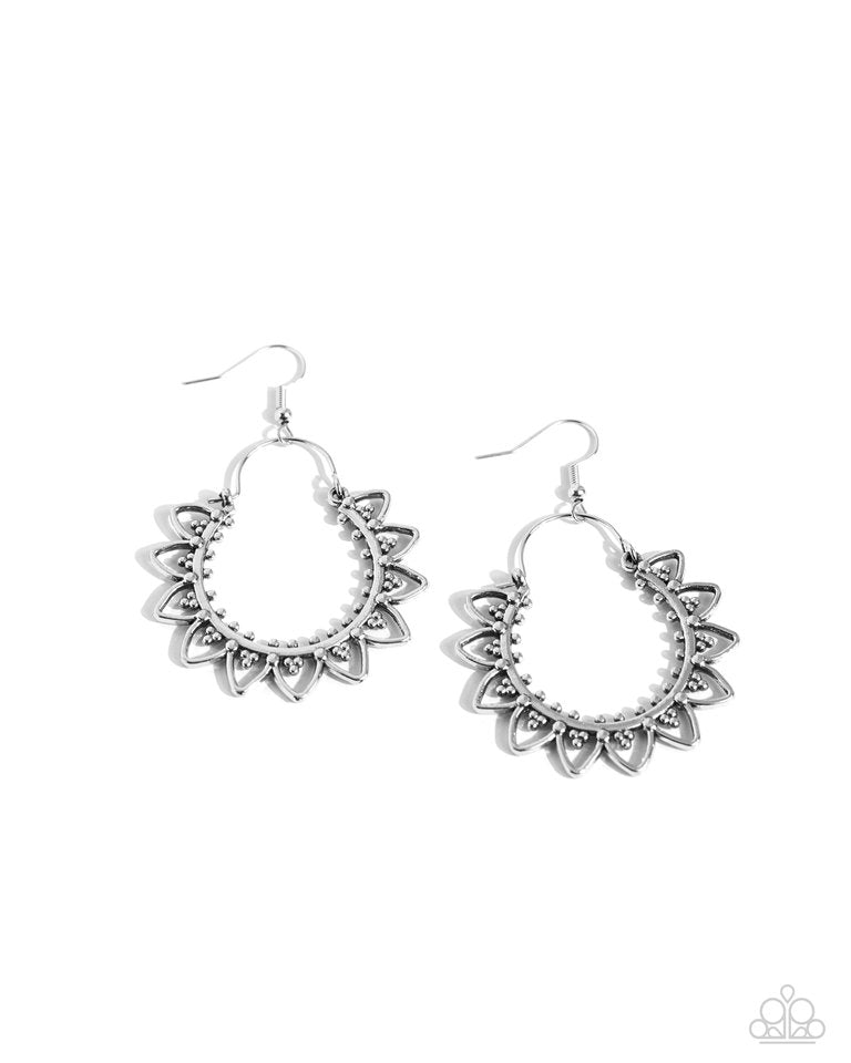 Botanical Tambourine - Silver - Paparazzi Earring Image