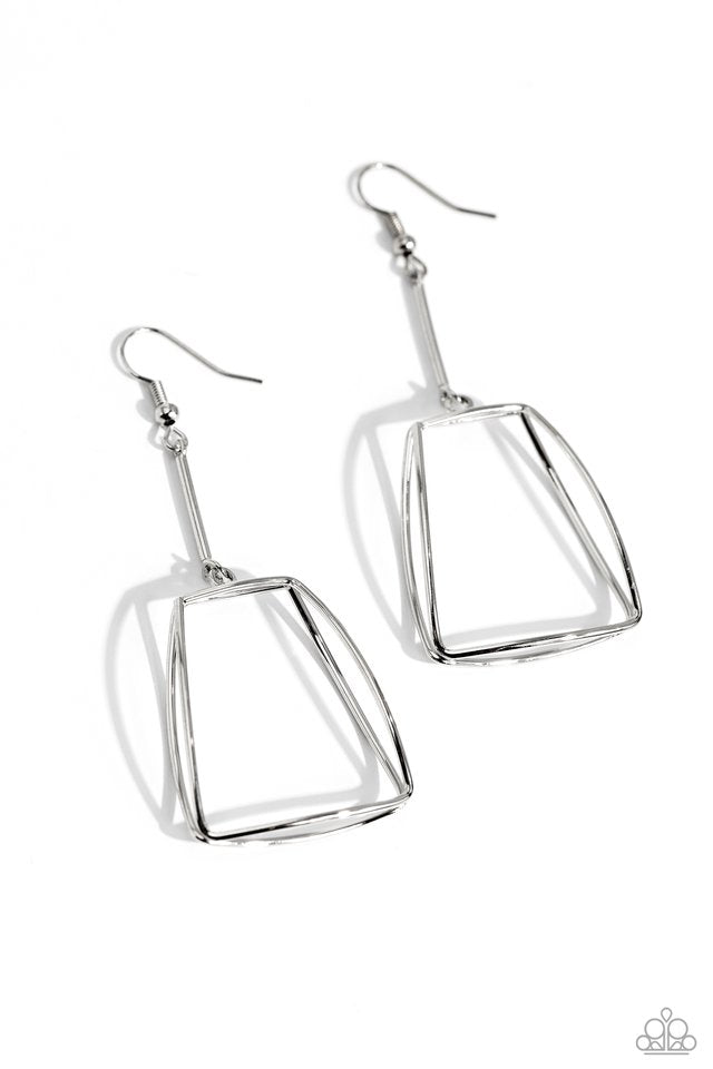 Trapezoidal Transcendence - Silver - Paparazzi Earring Image