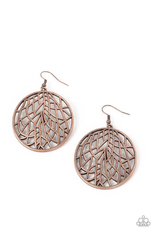 Fractured Foliage - Copper - Paparazzi Earring Image