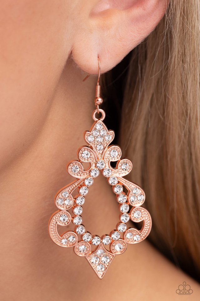 Fit for a DIVA - Copper - Paparazzi Earring Image