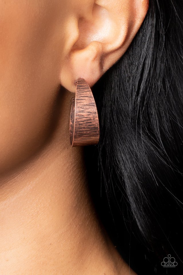 Lecture on Texture - Copper - Paparazzi Earring Image