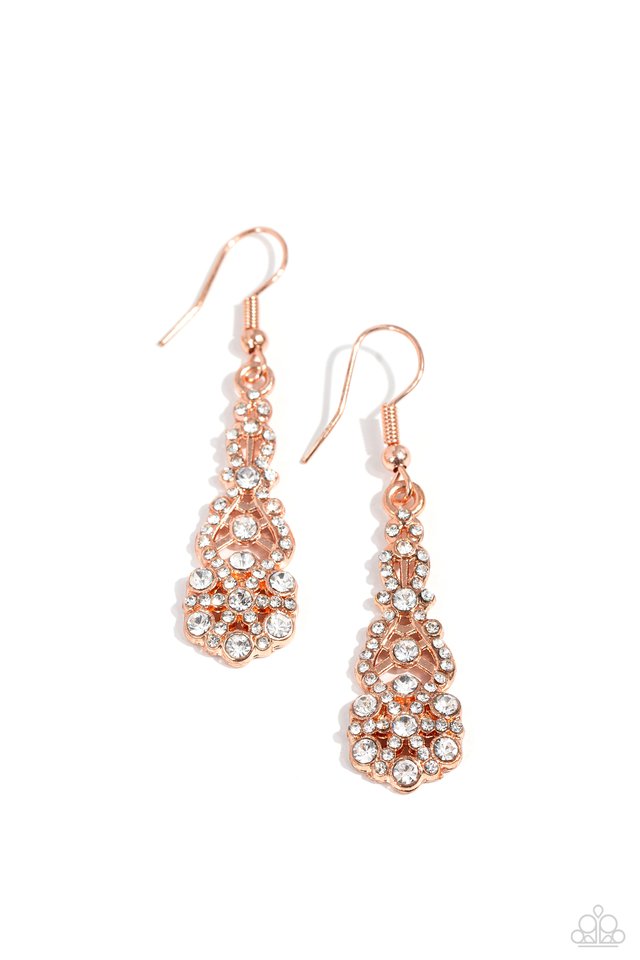 GLITZY on All Counts - Copper - Paparazzi Earring Image