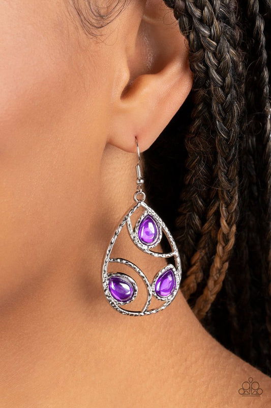 Send the BRIGHT Message - Purple - Paparazzi Earring Image