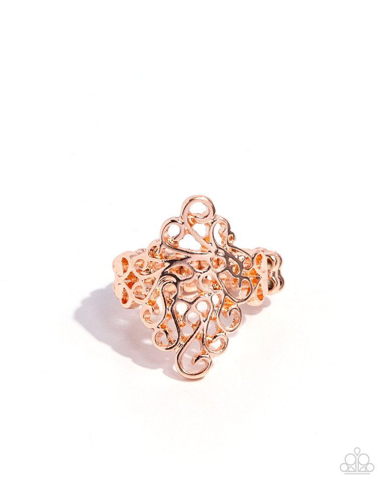 Full-Fledged Filigree - Copper - Paparazzi Ring Image