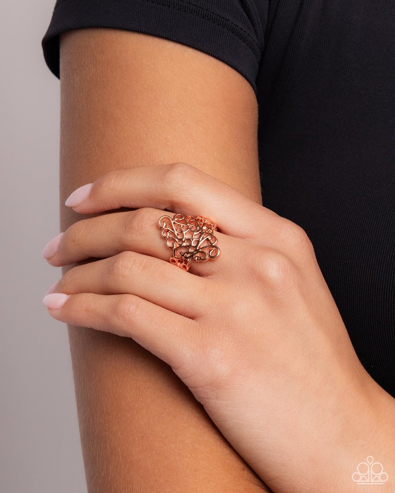 Full-Fledged Filigree - Copper - Paparazzi Ring Image