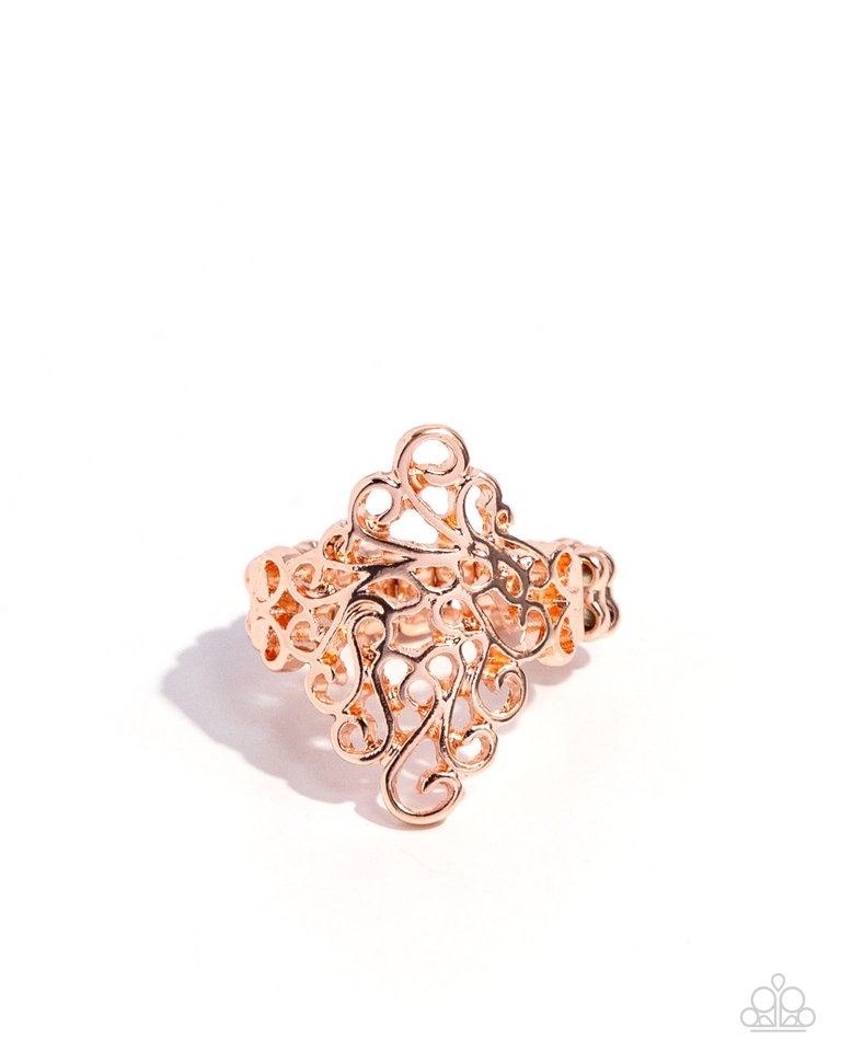 Full-Fledged Filigree - Rose Gold - Paparazzi Ring Image