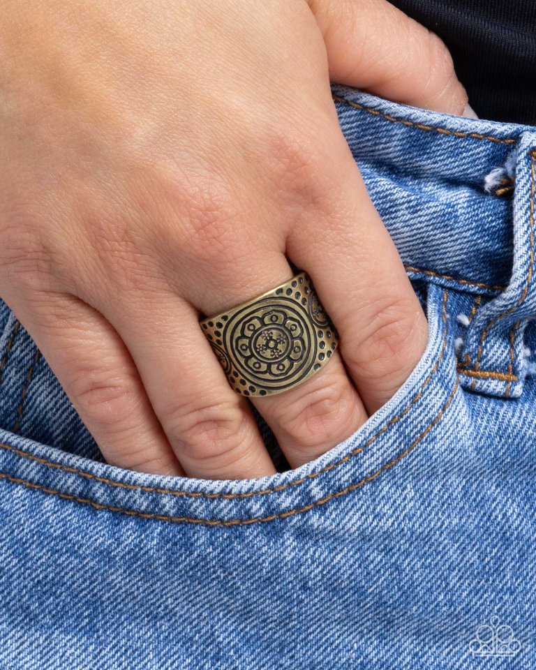 Elegant Engravement - Brass - Paparazzi Ring Image