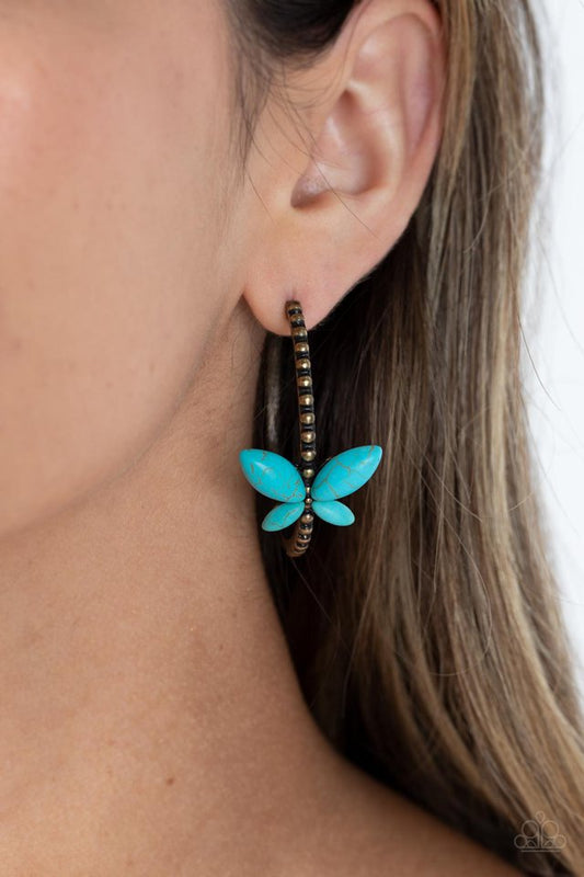 Bohemian Butterfly - Brass - Paparazzi Earring Image