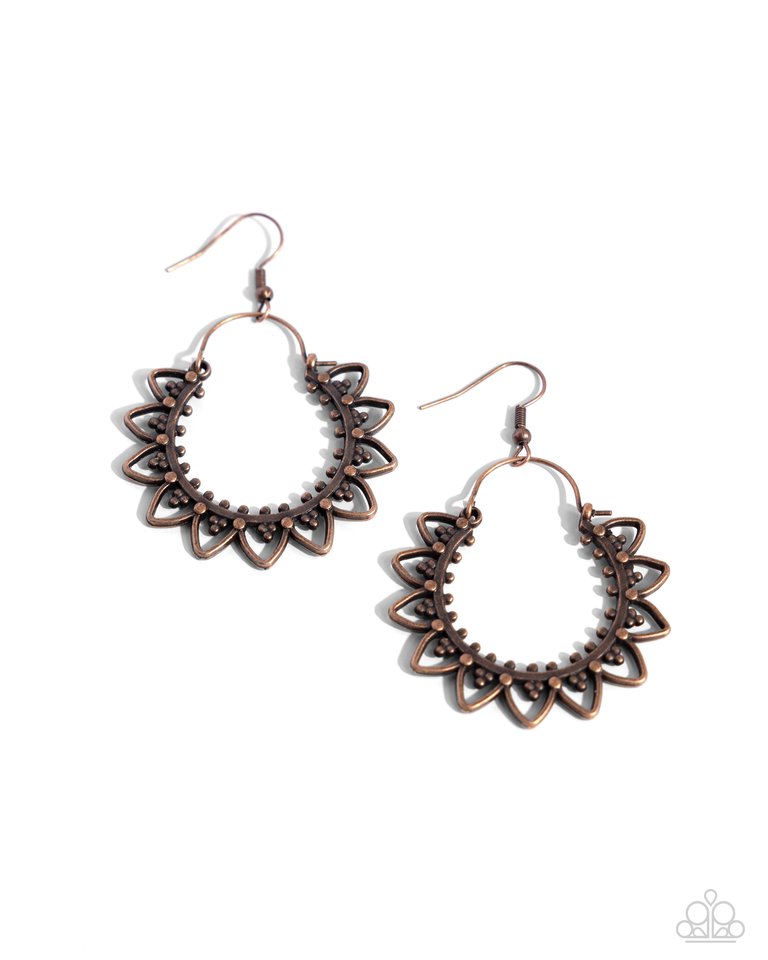 Botanical Tambourine - Copper - Paparazzi Earring Image