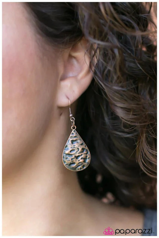 Paparazzi Earring ~ Water Under The Bridge - Copper