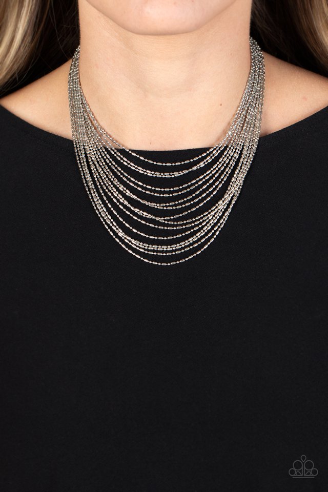 Cascading Chains - Silver - Paparazzi Necklace Image