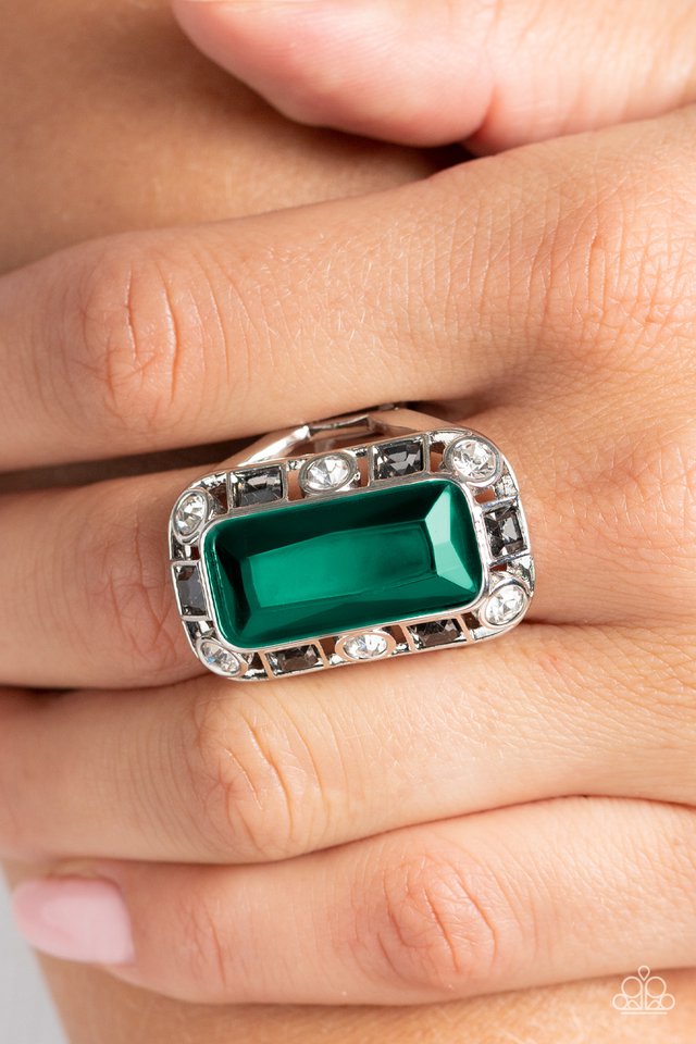 Radiant Rhinestones - Green - Paparazzi Ring Image