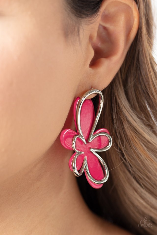 Glimmering Gardens - Pink - Paparazzi Earring Image