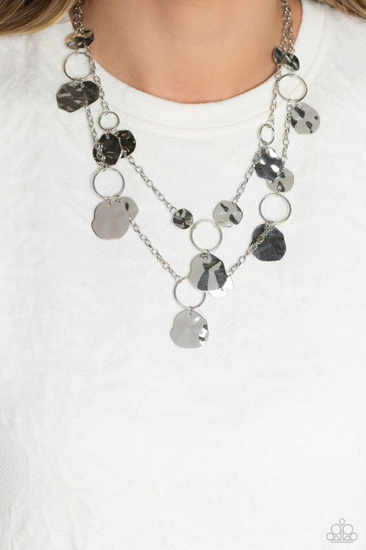 Hammered Horizons - Silver - Paparazzi Necklace Image