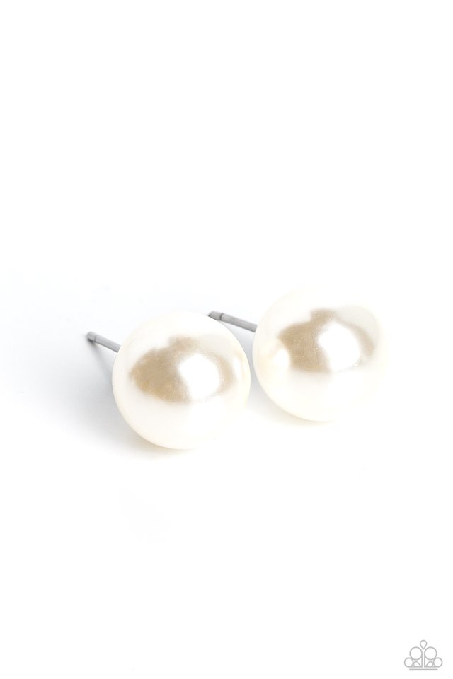 Debutante Details - White - Paparazzi Earring Image