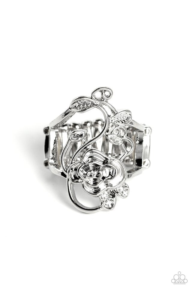 What ROSE Around - Silver - Paparazzi Ring Image