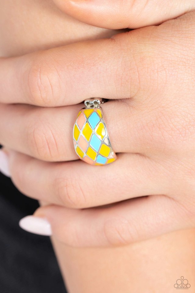 Patchwork Party - Yellow - Paparazzi Ring Image