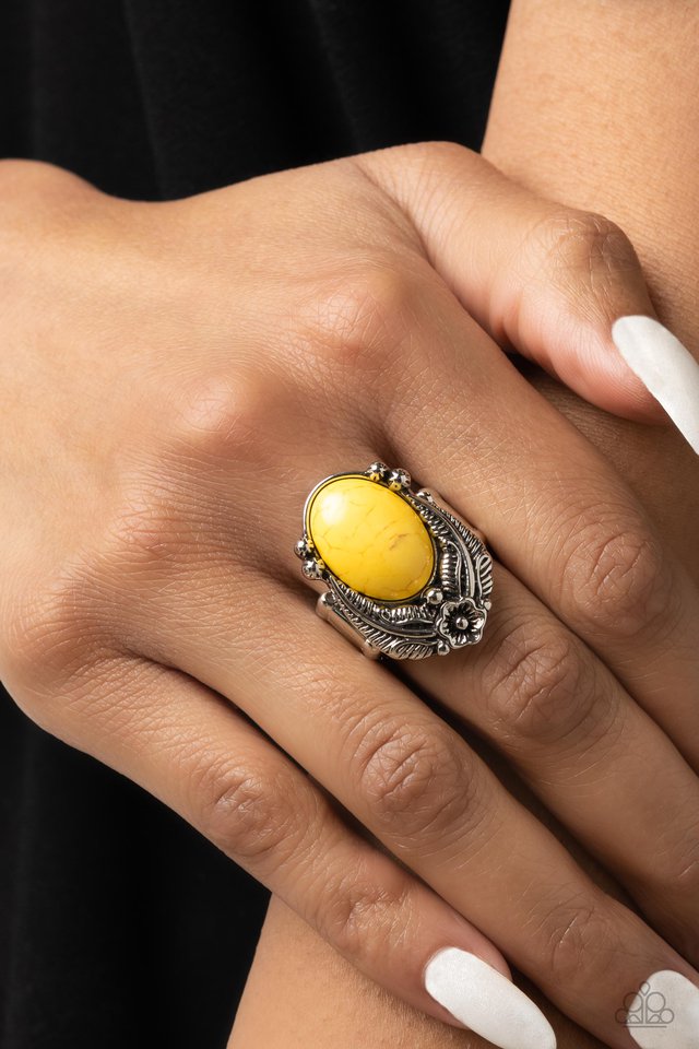 Serrated Style - Yellow - Paparazzi Ring Image