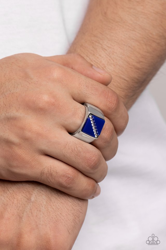 Diagonally Dominant - Blue - Paparazzi Ring Image