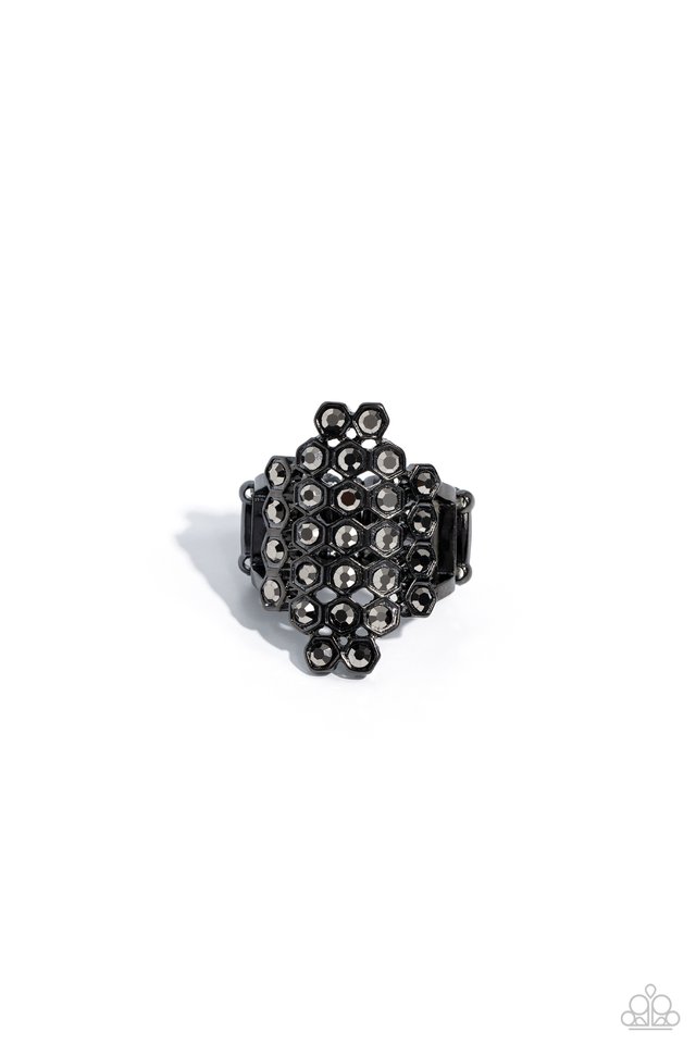 Honeycomb Haute - Black - Paparazzi Ring Image