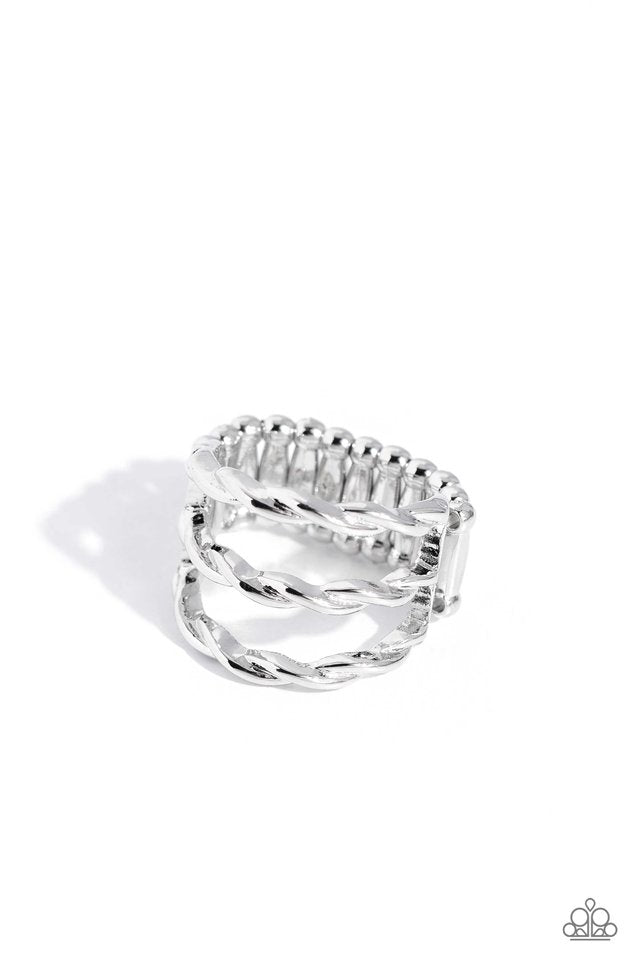 Corded Command - Silver - Paparazzi Ring Image