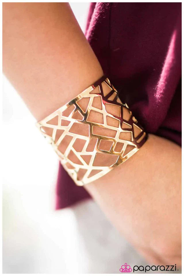 Paparazzi Bracelet ~ Fractured - Gold