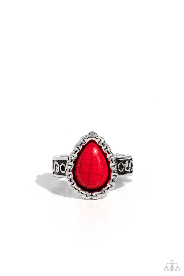 Scalloped Showcase - Red - Paparazzi Ring Image